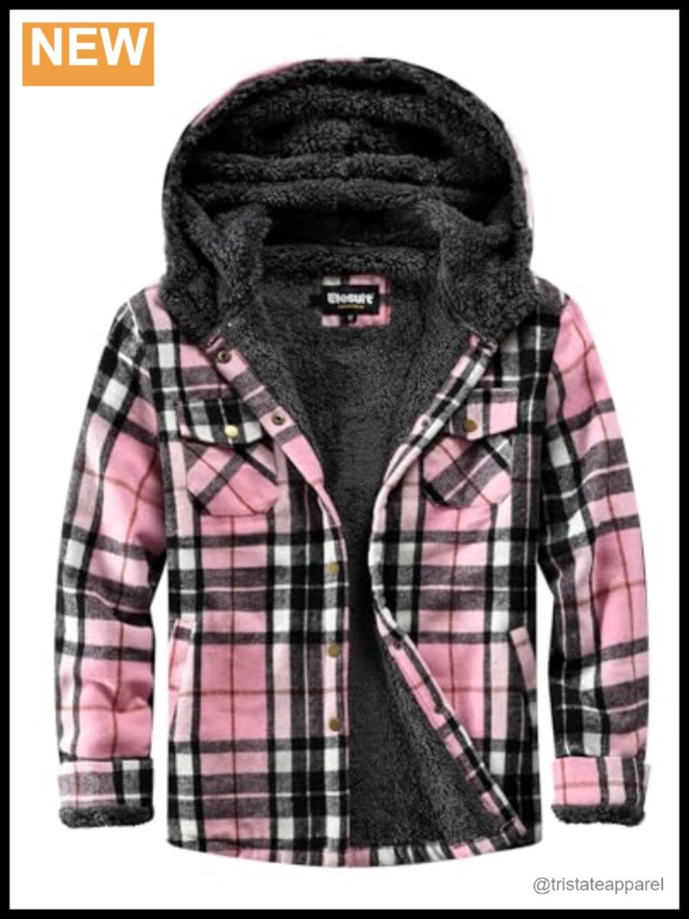 Fleece Flannel Jacket Plaid Sherpa Button Down Hooded Women